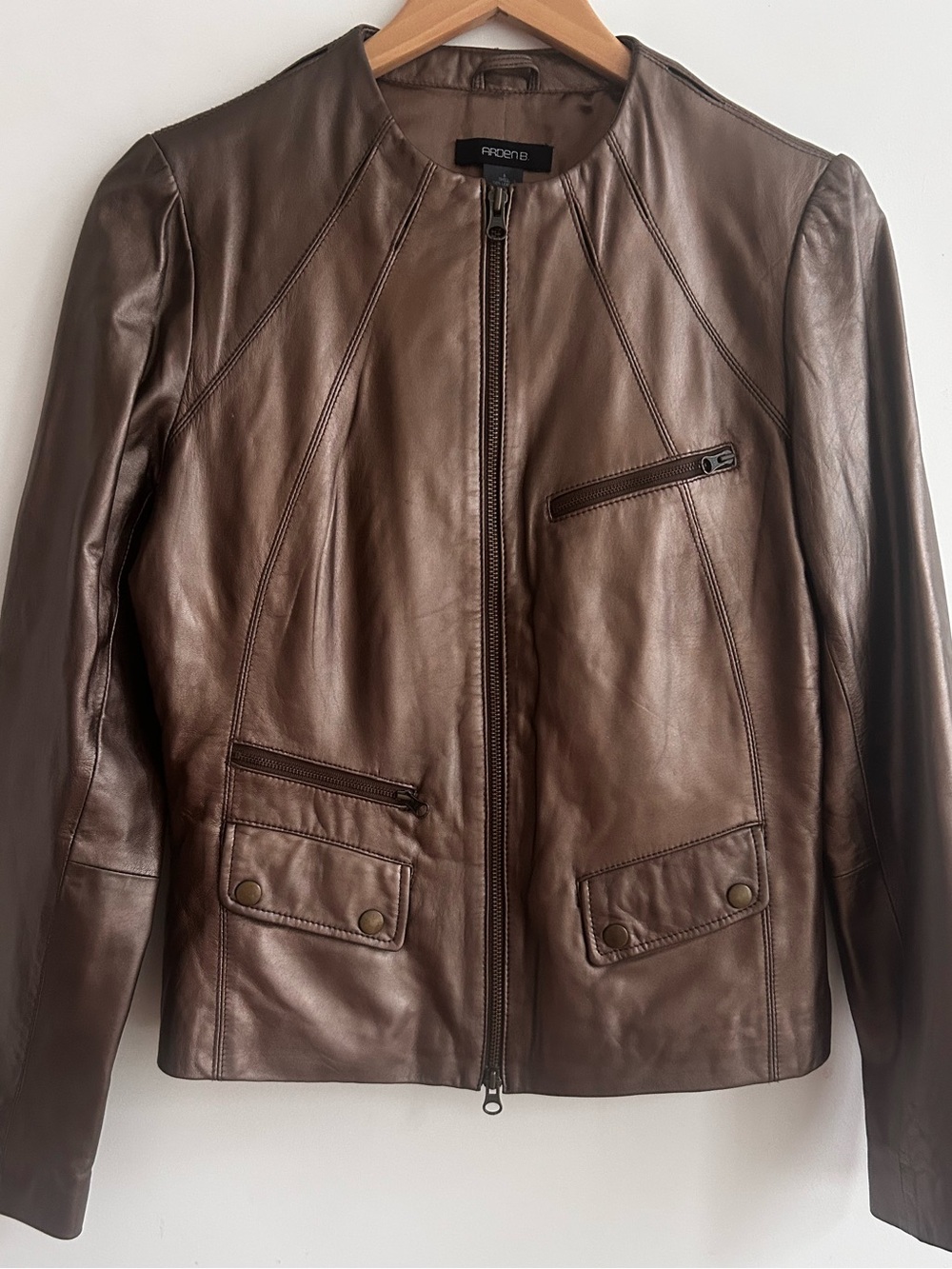 🍦Arden B Buttery-Soft Leather Zip-Front Jacket, 8